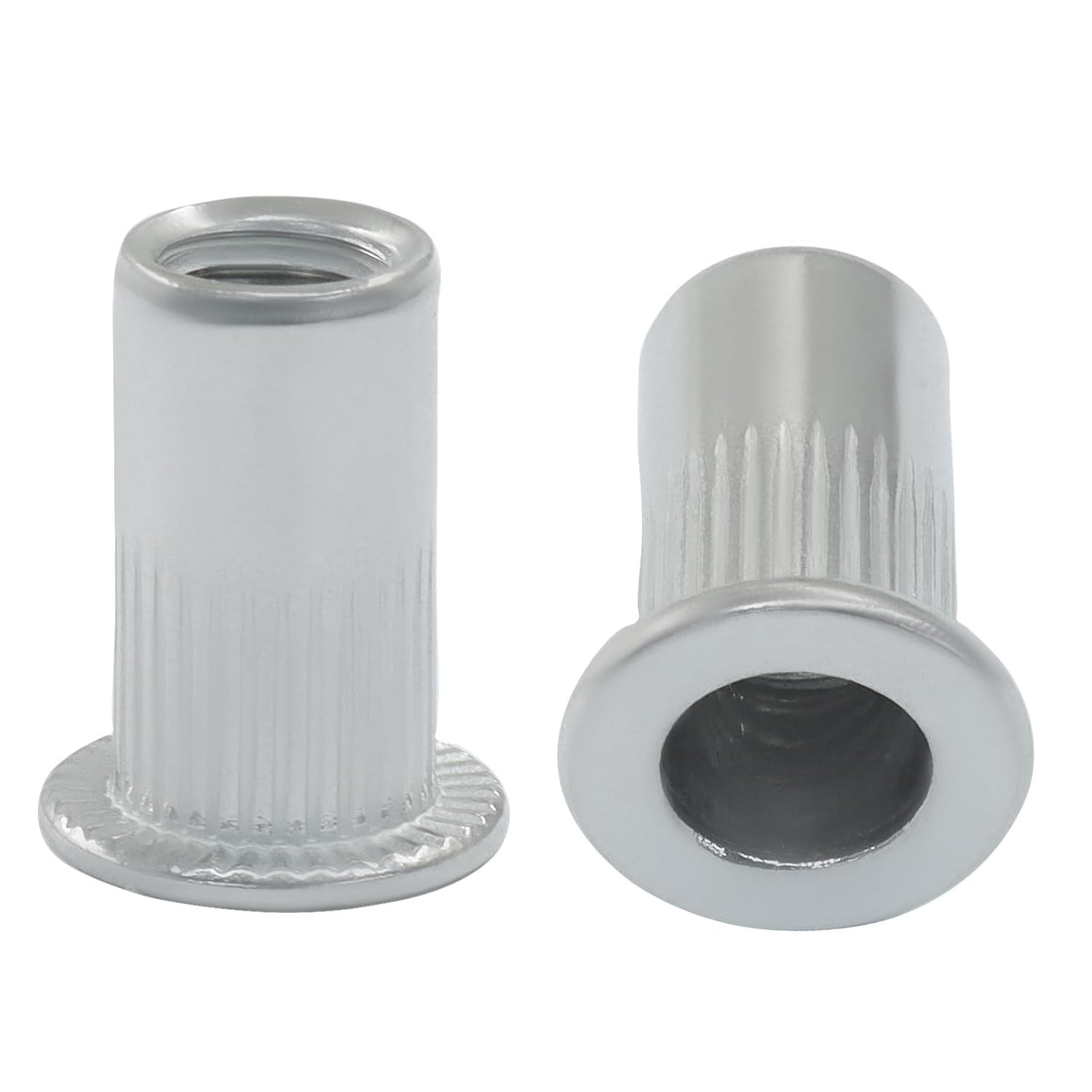 100Pcs M5 Rivet Nuts 304 Stainless Steel Flat Head Threaded Insert Nutsert