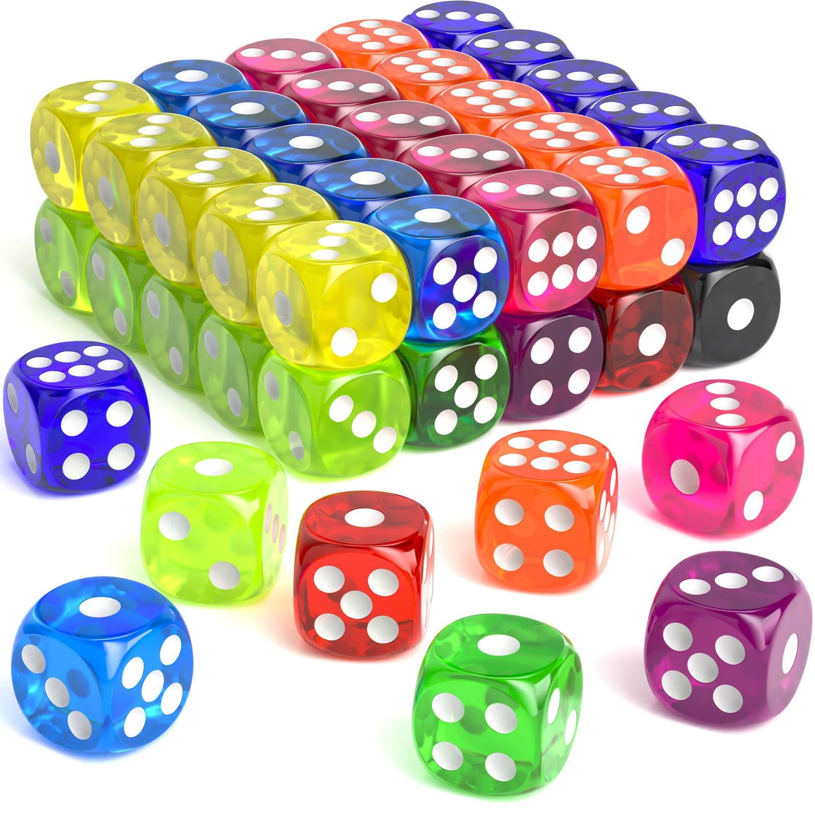 60 Pieces Dice Set, 16mm Standard Bulk 6 Sided Colored Dices for Board Games, Ma