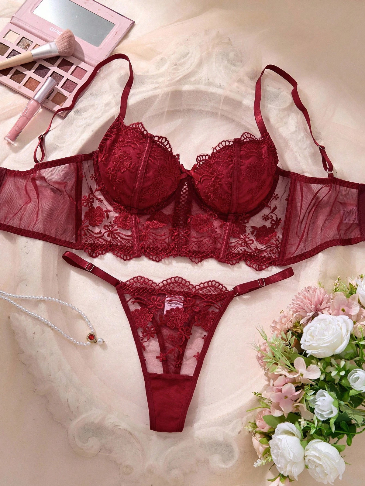 2 piece ladies lingerie set in romantic design cheap24