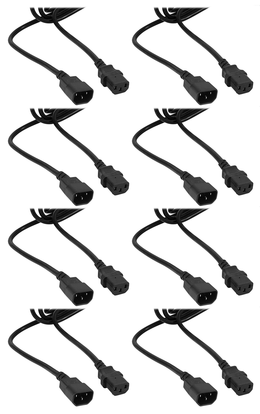 (8) Rockville RCN16-10 Foot IEC Male to Female Power Link Cables For Lights