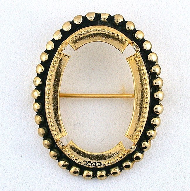25x18 25MM x 18MM CABOCHON ANTIQUED GOLD COLOR PIN BROOCH MOUNTING CF437/71923