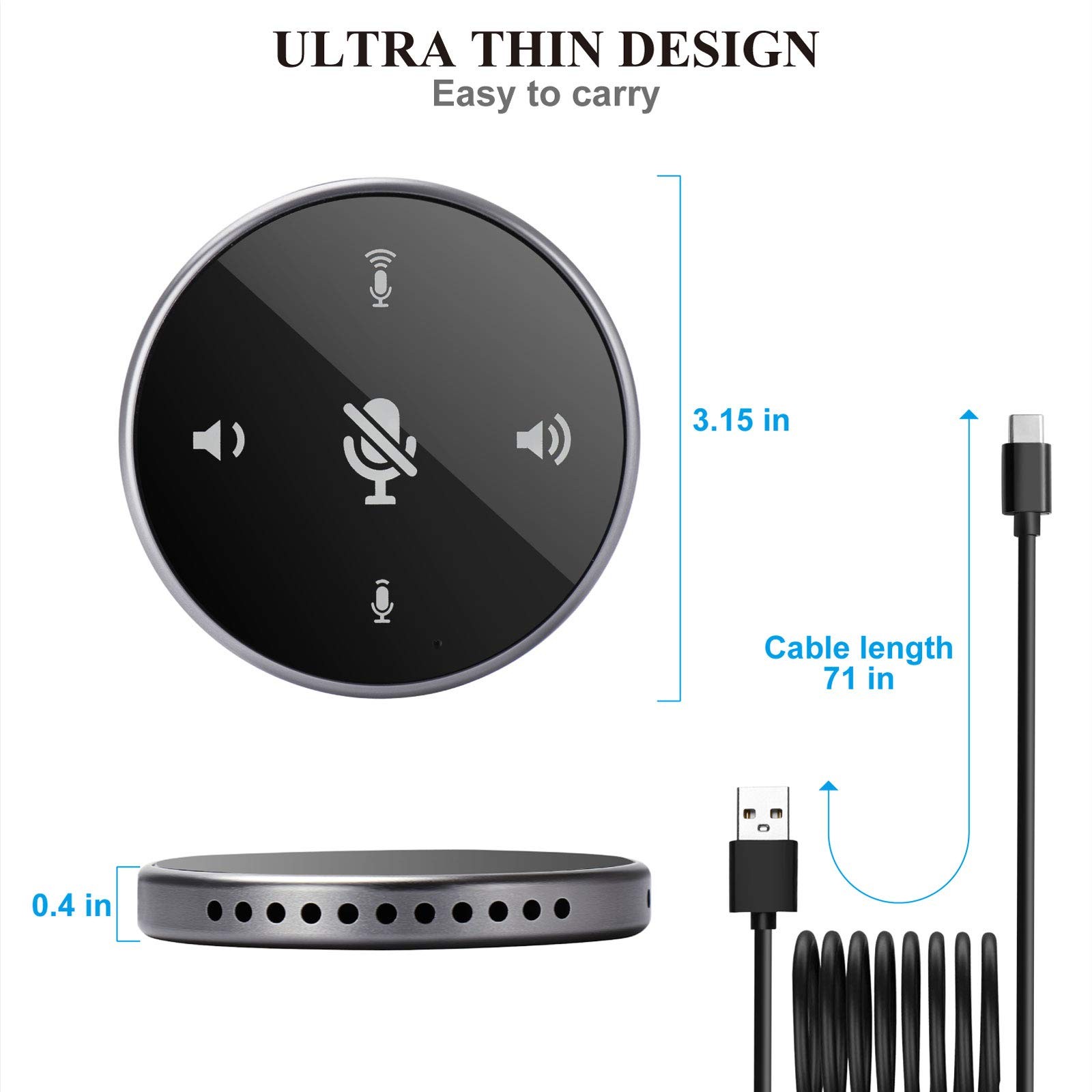 Upgrated USB Conference Microphone with Speaker,Laptop Omnidirectional Comput