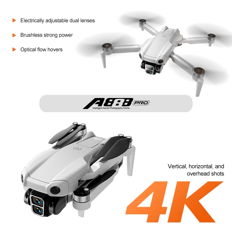 4K Dual Cam A888 PRO Brushless RC Drone Optical Flow Foldable FPV Quadcopter New