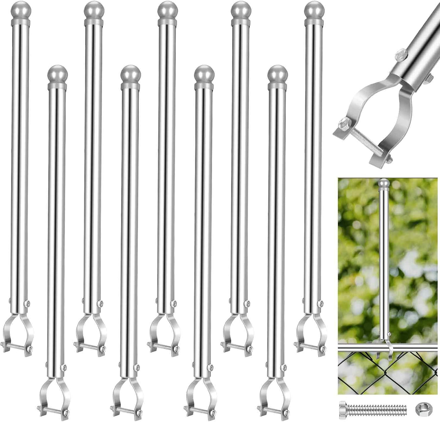 Hicarer 9 Pcs 1-3/8" Chain Link Fence Post Extender 20 Inch Extension Height Gal