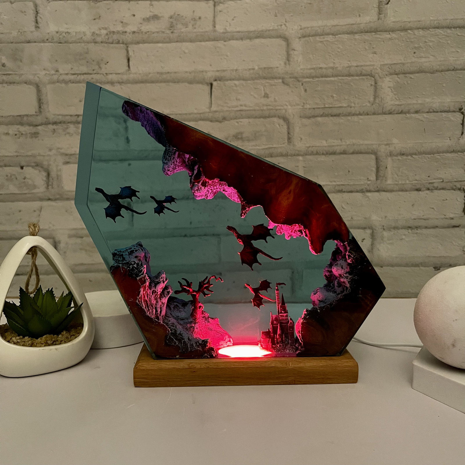 Fire dragon and Ice dragon resin lamp 3d dragon table lamp dragon lamp lighting