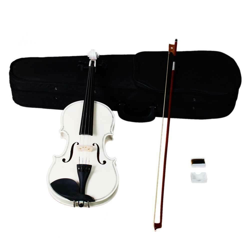 Acoustic Practice Violin 4/4 Full Size White Color with Case Bow Rosin Xmas Gift