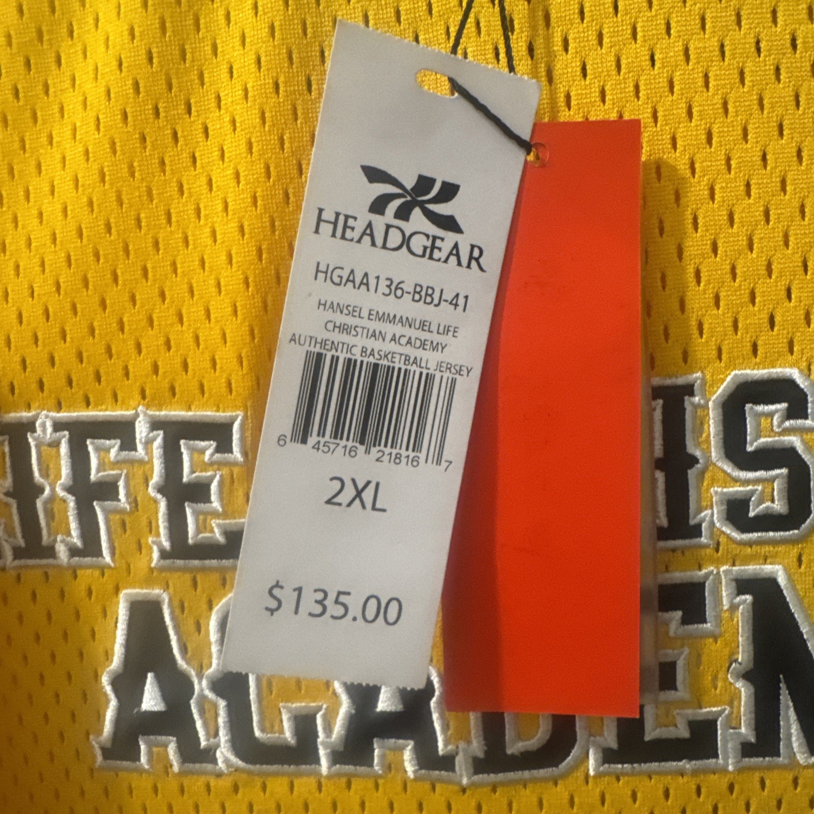 Hansel Emmanuel Men's Headgear Classics High School Jersey Size 2XL, Yellow
