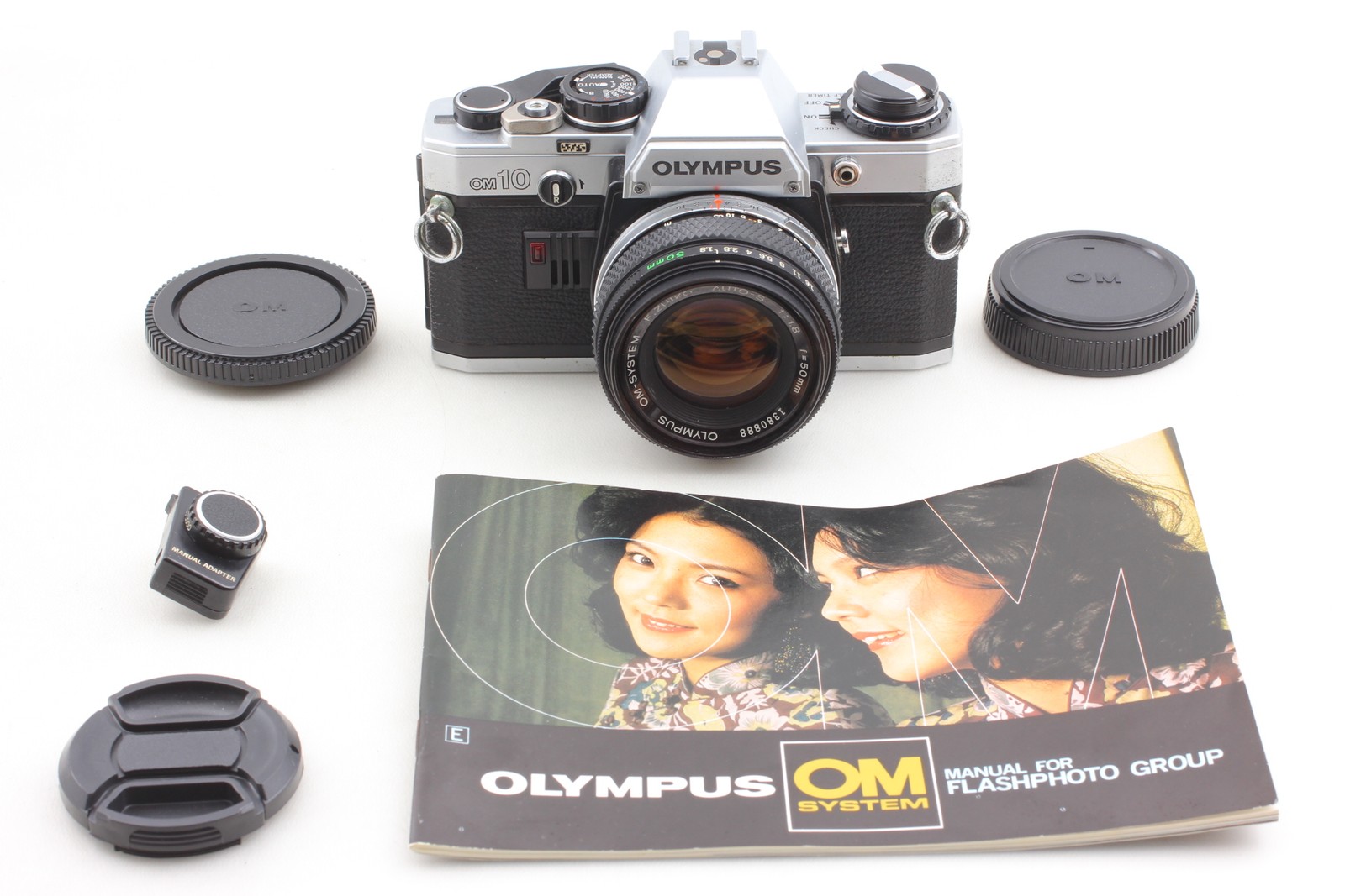 [N MINT/adapter] Olympus OM-10 SLR 35mm Film Camera MC 50mm f1.8 Lens From JAPAN