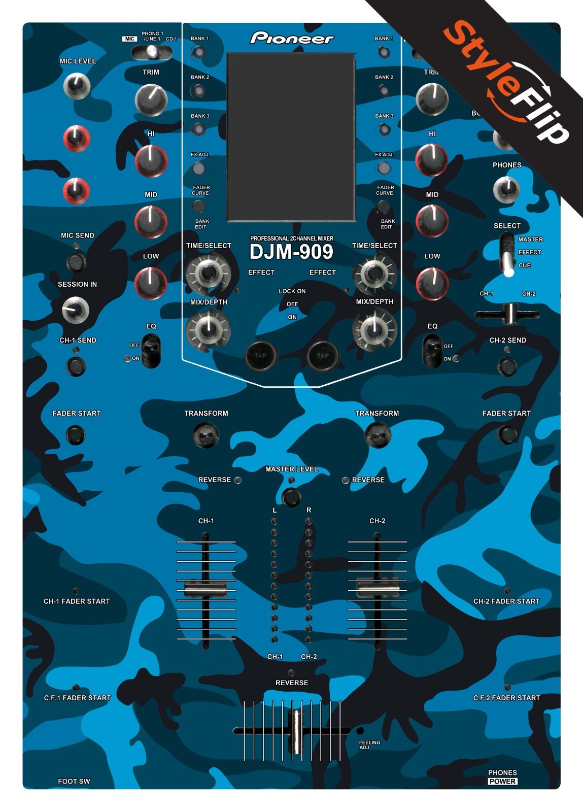 Pioneer DJM 909 Skin | Blue Camo | Protective Decal | StyleFlip