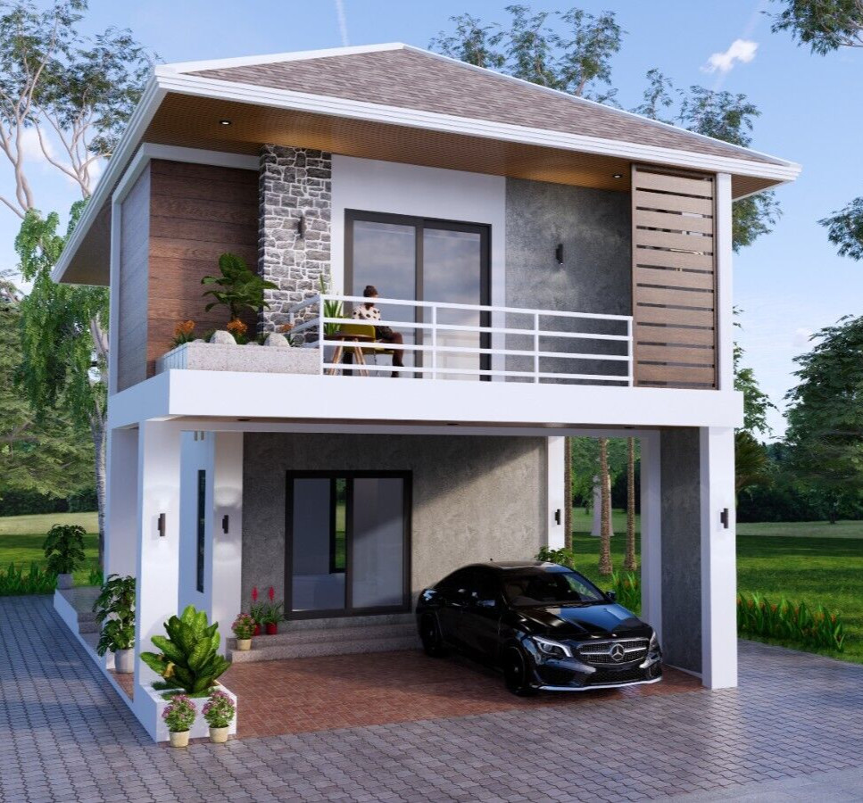 22.5x33 Feet Small House Plan 6.9x10 Meter 2 Beds 3 Bath Hip Roof (A4 Hard Copy)