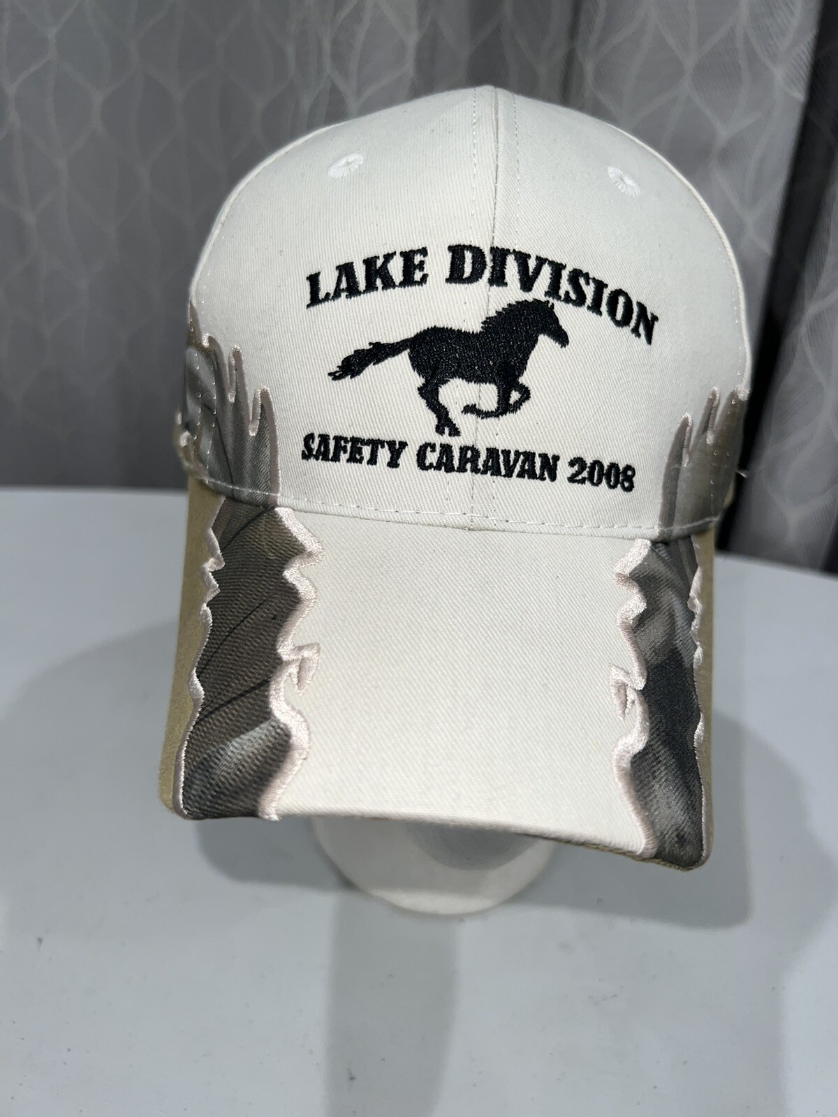 Lake Division Safety Caravan 2008 Hat Cap Taupe fancy Bill Embroidery EUC Adj