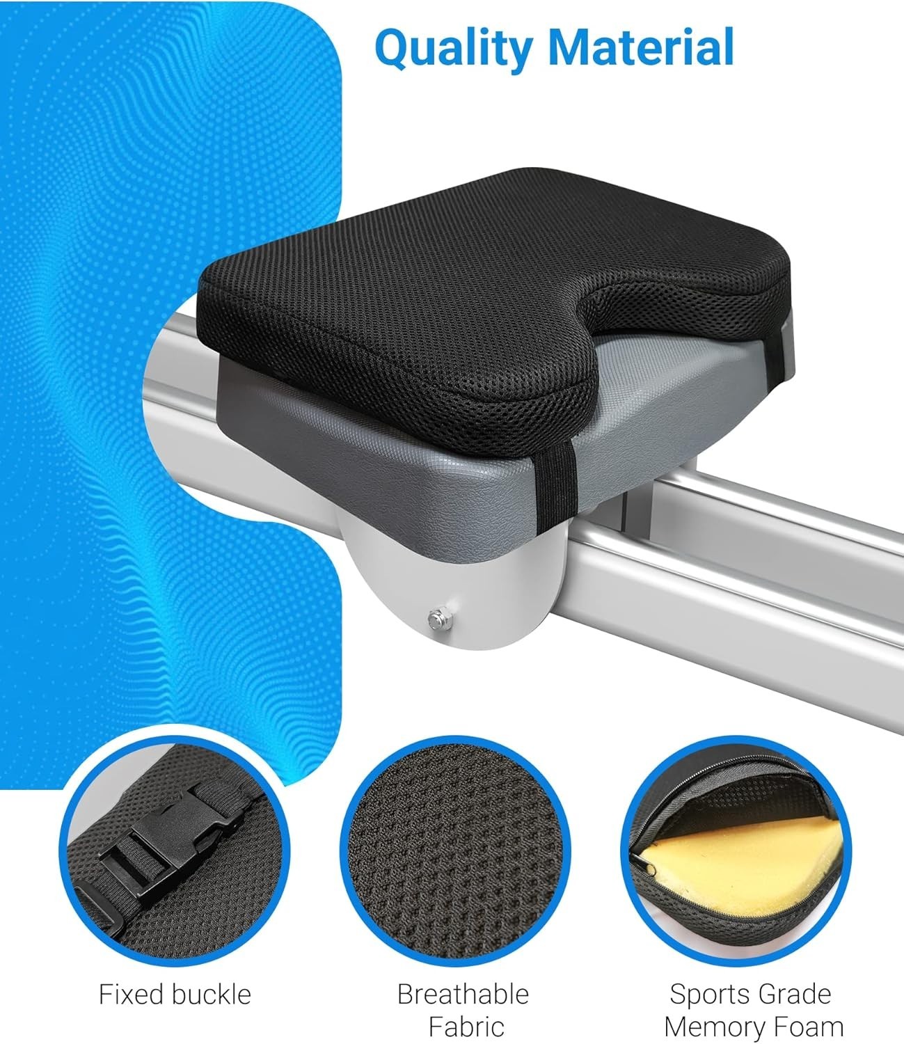 Rowing Machine Seat Cushion, MERACH Rower Seat Cushion, 2 Strap Fixation, Cus...