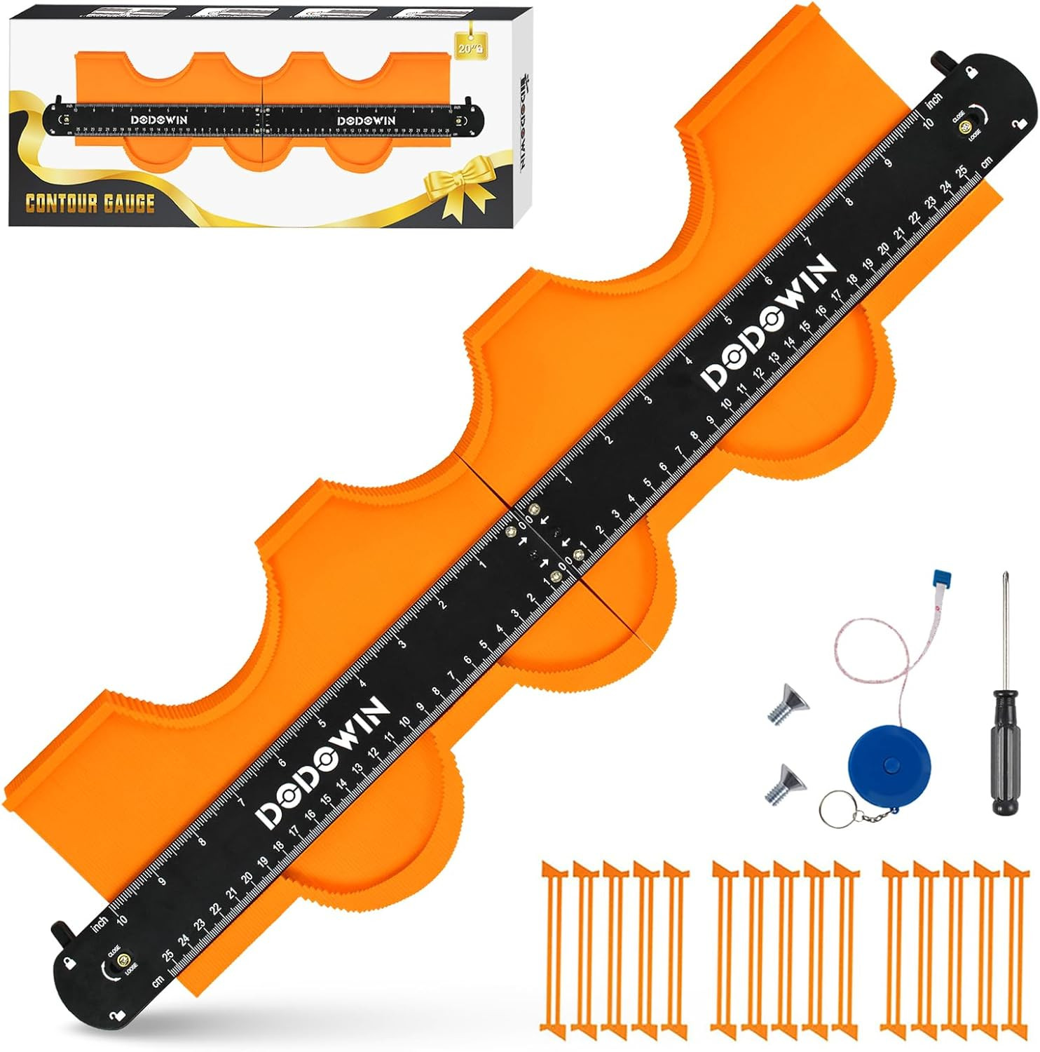 Connectable Contour Gauge with Lock, 20 Inch Profile Duplicator Tool for Floorin