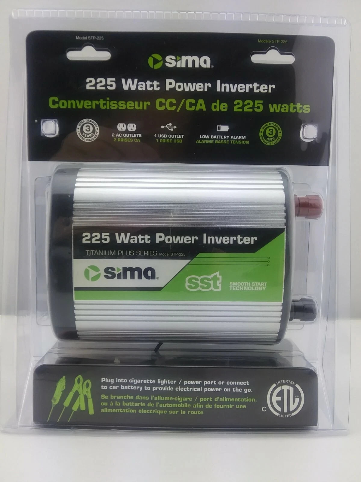 Sima 225-Watt Dual-Outlet Smooth Start Power Inverter Automotive Car