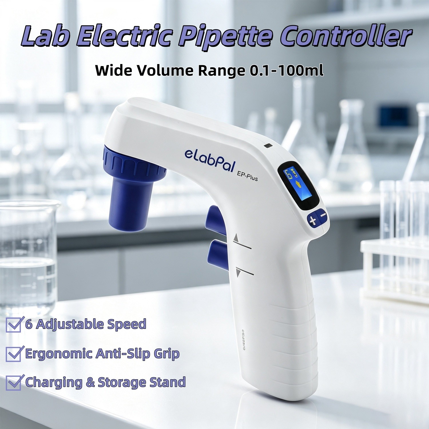 0.1-100ml Lab Electric Pipette Controller Electronic Pipettor 6 Adjustable Speed