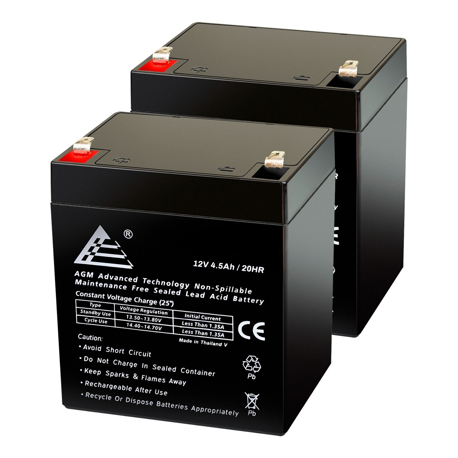 2 Pack - 12V 4.5Ah Replacement Scooter Battery for Enduring CB4.5-12, CB 4.5-12