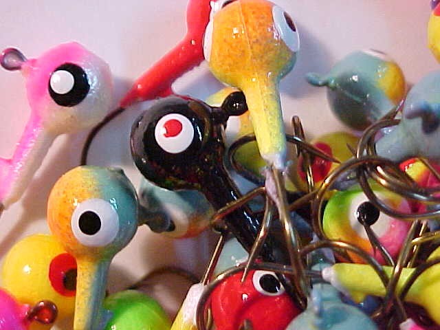 100 FLOATING OZ WALLEYE JIG HEADS 1/4 size 2 ASSORTED MIX OF COLORS