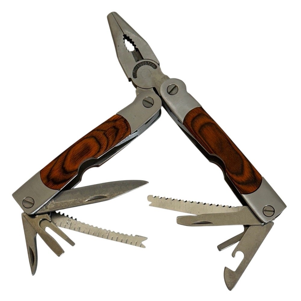 Stainless Steel Multi Tool Needle Nose Pliers Knife Saw Bit Set w/Nylon Sheath
