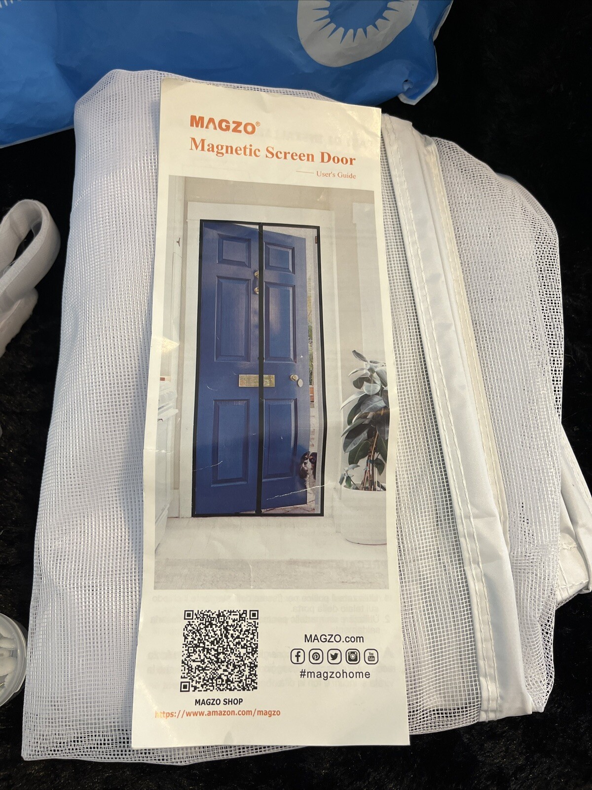 Magnetic Screen Door Fit Door Size 32x80” Reinforced Fiberglass Mesh