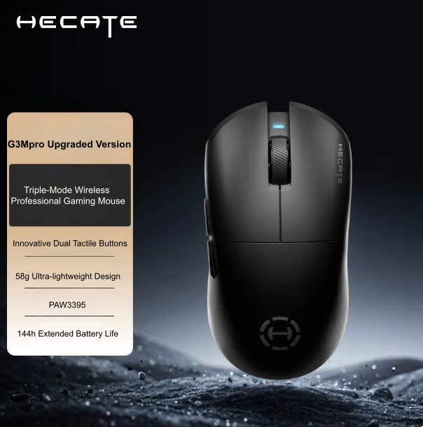 EDIFIER HECATE G3M Pro PAW3395 Wireless Bluetooth Tri-mode Gaming Mouse, Black