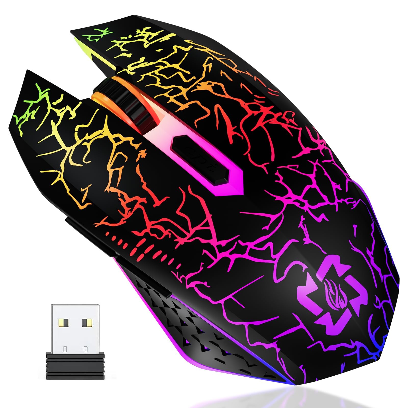 MELOGAGA Bluetooth Wireless Gaming Mouse, 2.4G Cordless RGB Black
