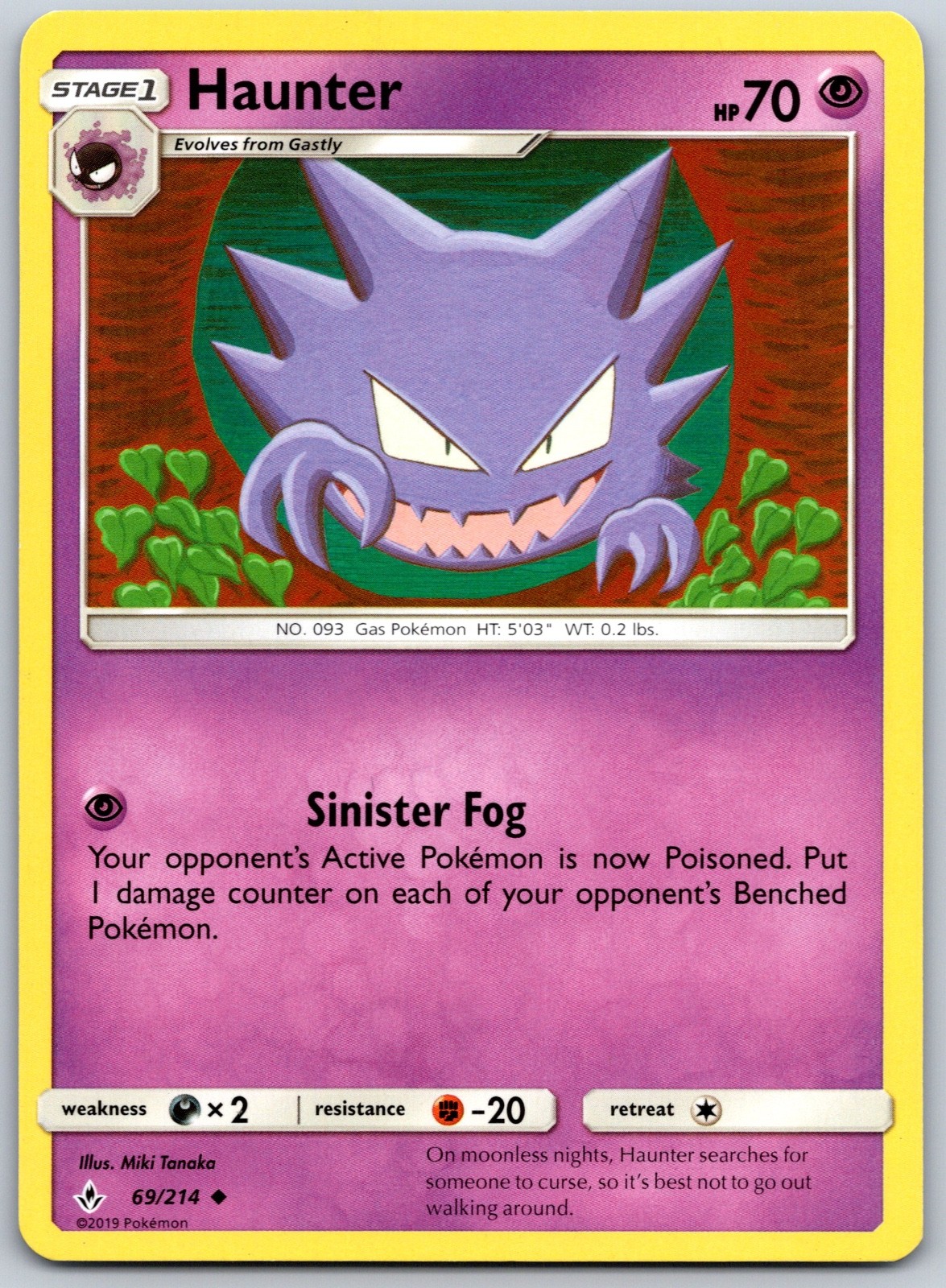 Haunter Uncommon Miki Tanaka SM - Unbroken Bonds 69/214 NM