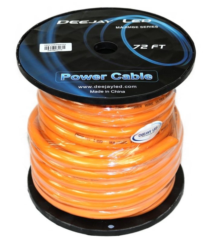 Deejay LED TBH072ORANGEMIX 0 Gauge 72 Ft Power Cable Orange