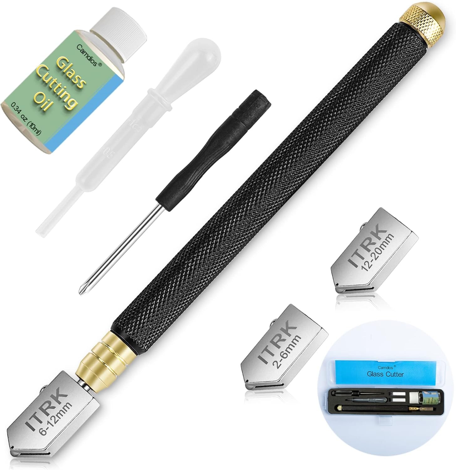 Glass Cutter 2mm-20mm, Upgrade Glass Cutting Tool with Glass Cutting Oil, Pencil