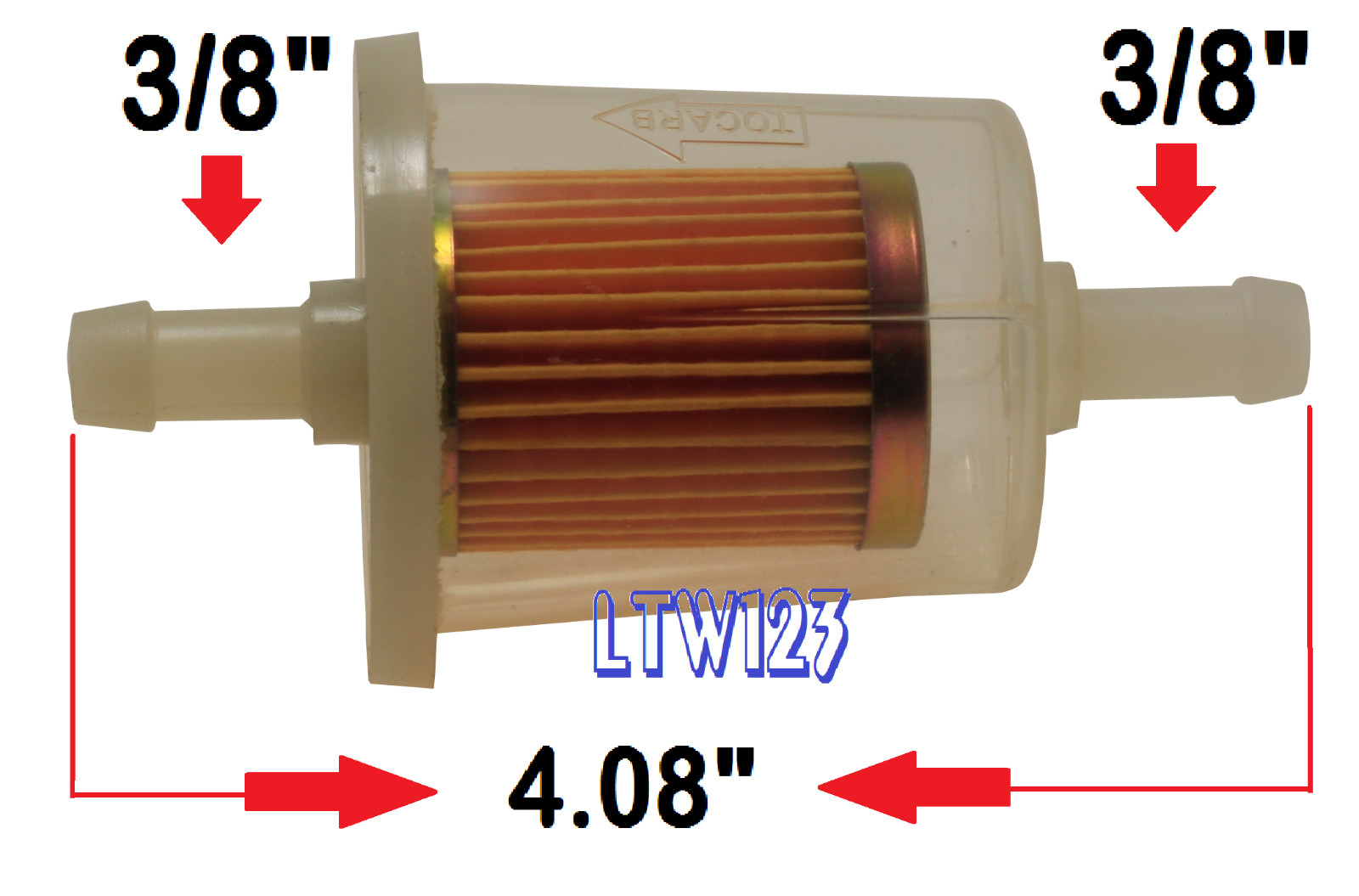 (3 Pieces) 3/8"Gas Filter High Performance extra Long  4.08"L