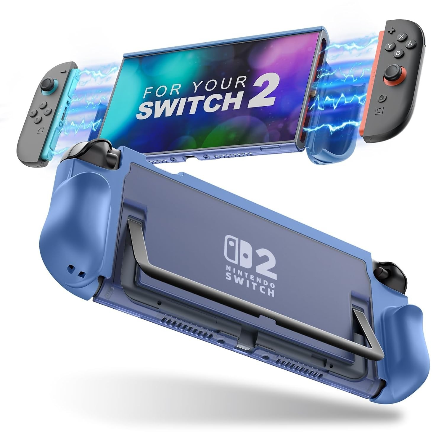 Carrying Case bleu for Nintendo Switch 2 2025 Large Capacity Hard Shell TPU grip