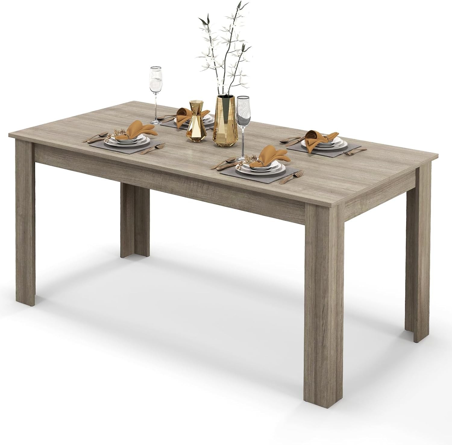 63' Rectangular Dining Table Farmhouse Dinette Table Large Computer Workstation