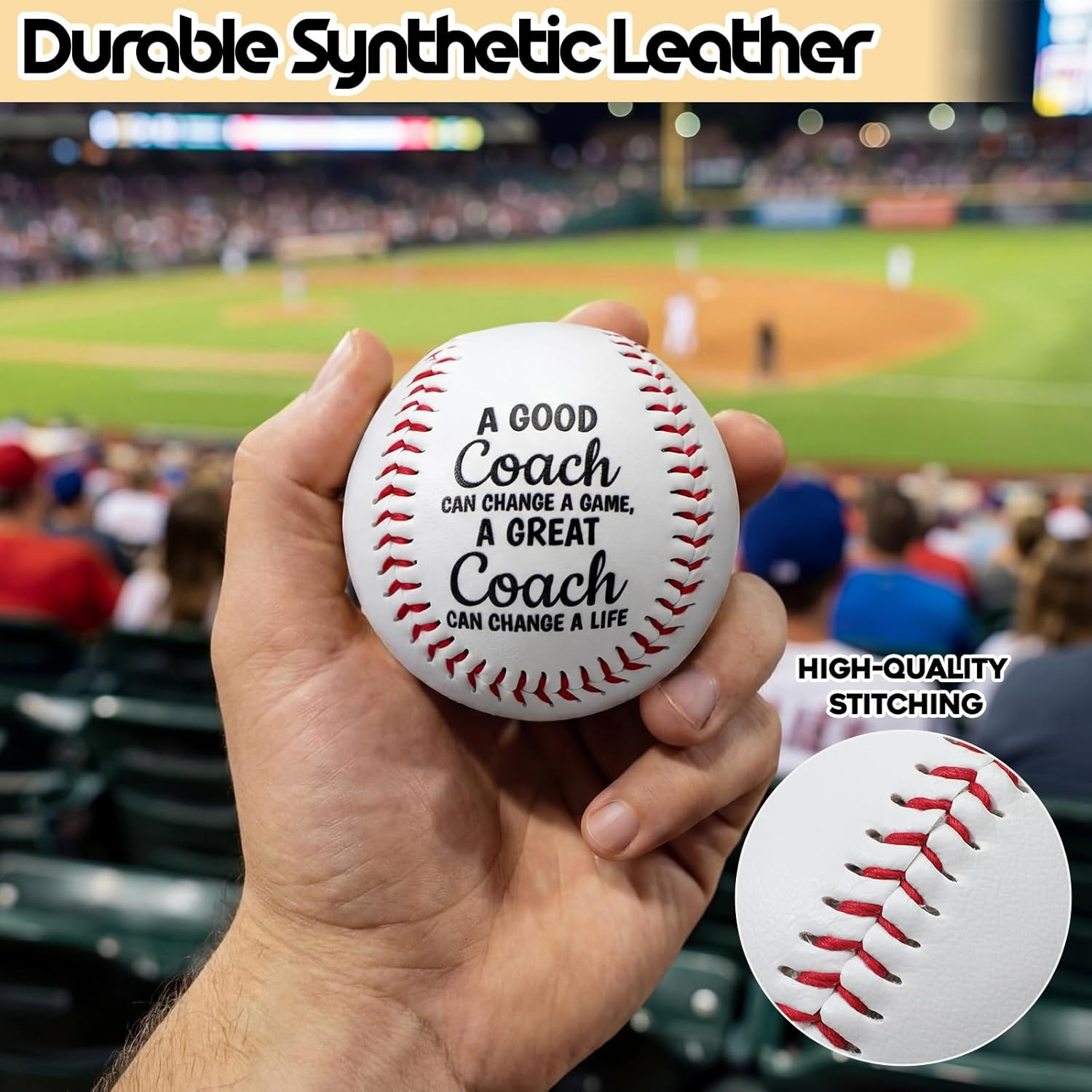 Best Baseball Coach Gift Set Include 9 Inch Printed Leather Baseball Greeting Ca
