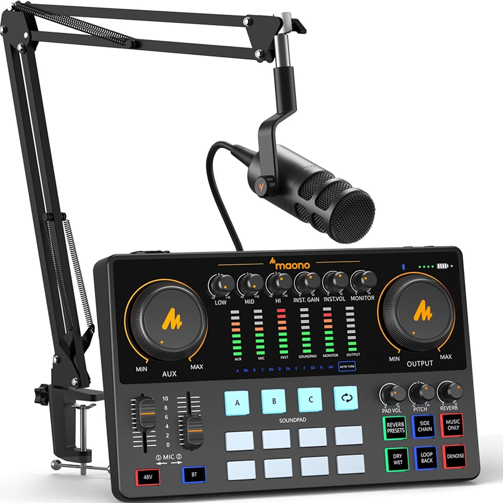 MAONO Podcast Equipment Bundle 10 Channel Audio Interface and XLR Dynamic Mic...