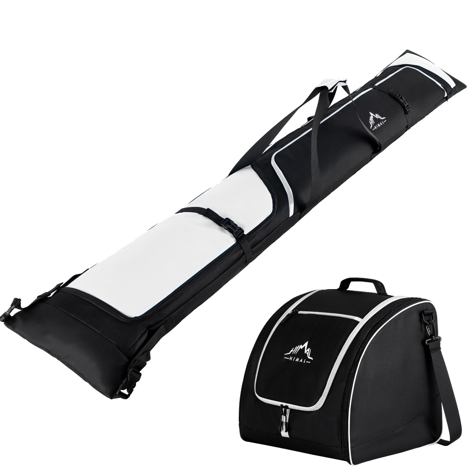 GoHimal Ski Bag and Boot Combo, Padded Skis for Air L, Black & White