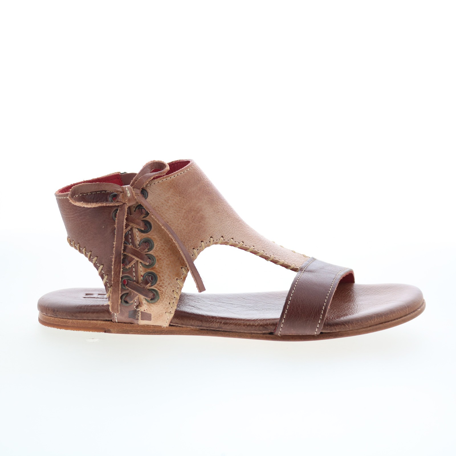 Bed Stu Nina F373154 Womens Brown Leather Lace Up Strap Sandals Shoes
