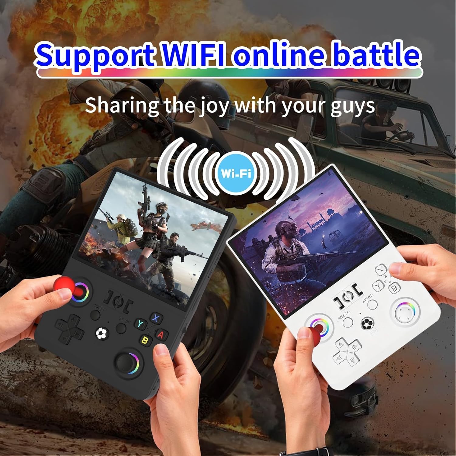 R36MAX 2 Retro Handheld Game Console, 4.5 Inch IPS HD Screen Inch, White