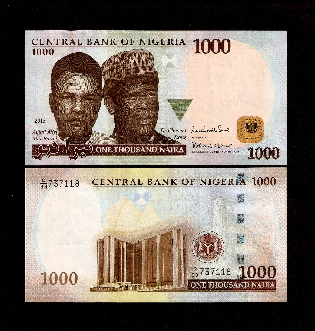 NIGERIA 1000 1,000 NIARA NEW 2013 ALHAJI DR.CLEMENT UNC MONEY BILL BANK NOTE