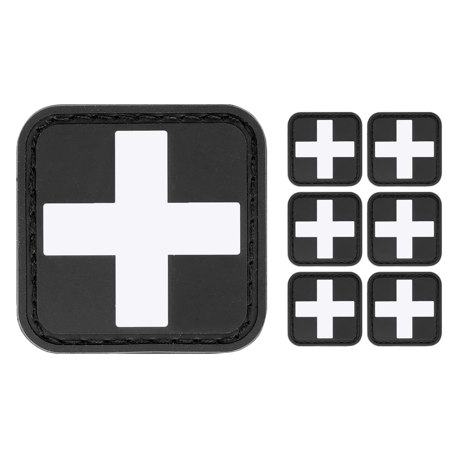 Medic Red Cross Patch, 1.5-Inch, 6 Pieces PVC Rubber, 3D High Relief
