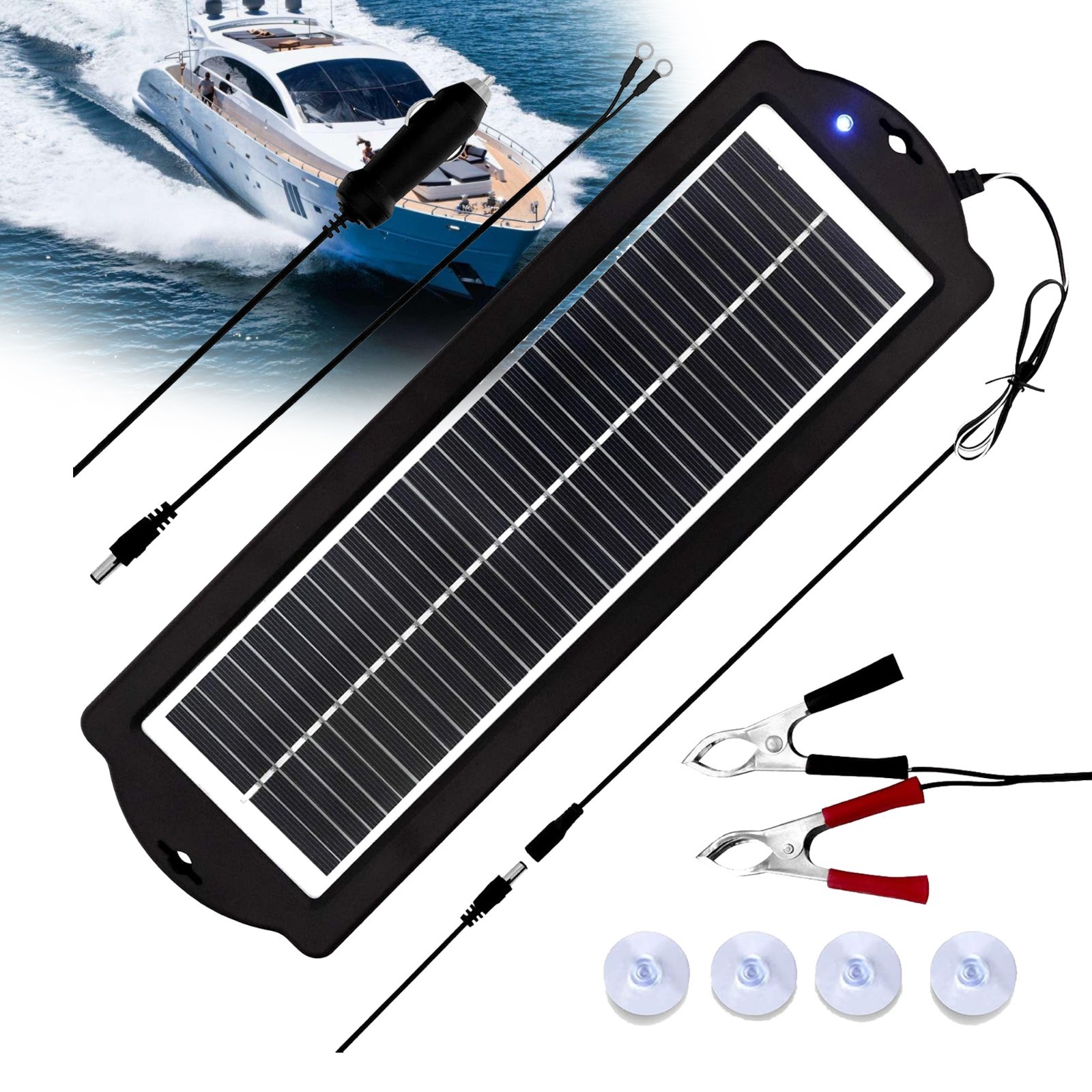 3W Solar Panel 12V Trickle Charger Battery Charger Kit Maintainer Boat Car RV