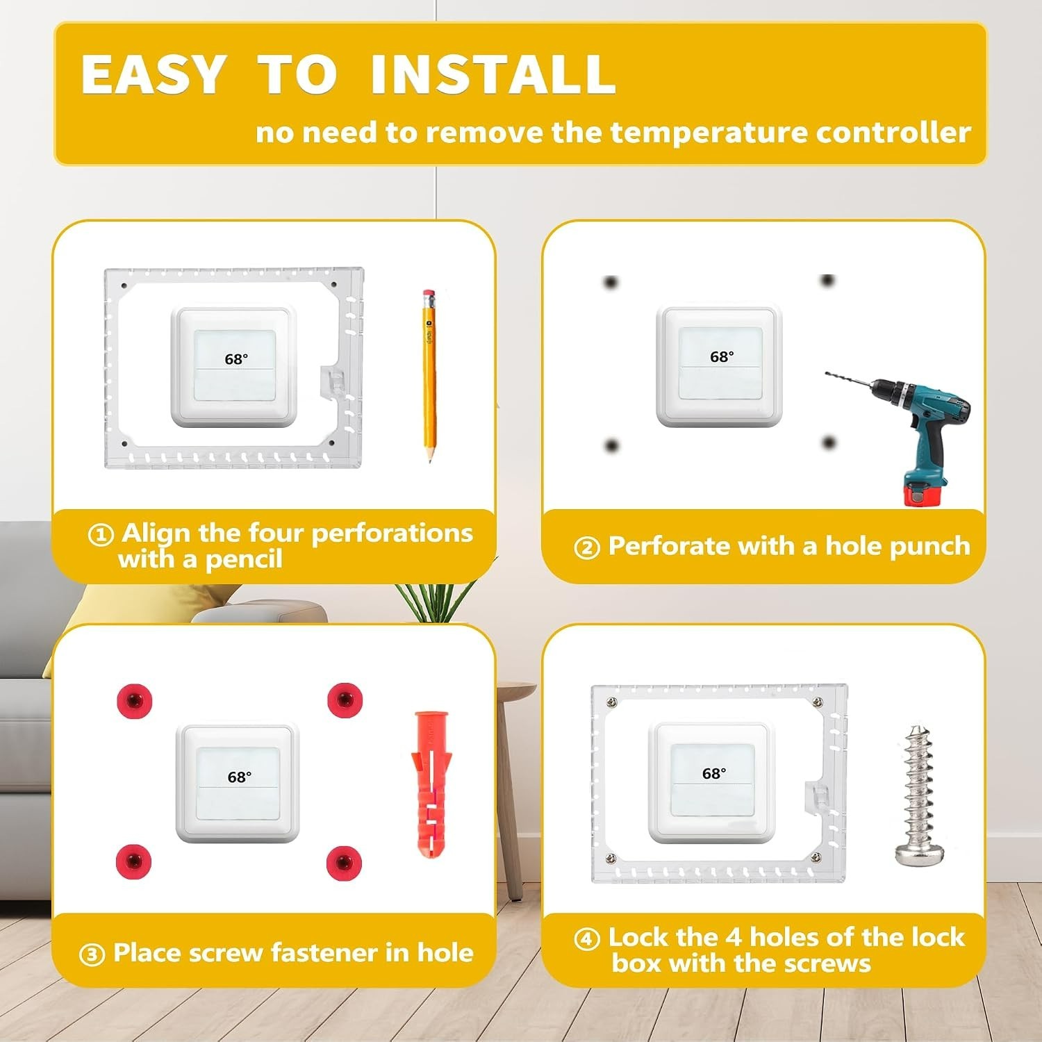 Durable Polycarbonate Thermostat Lock Box with Key - Ideal for Wall Mounting