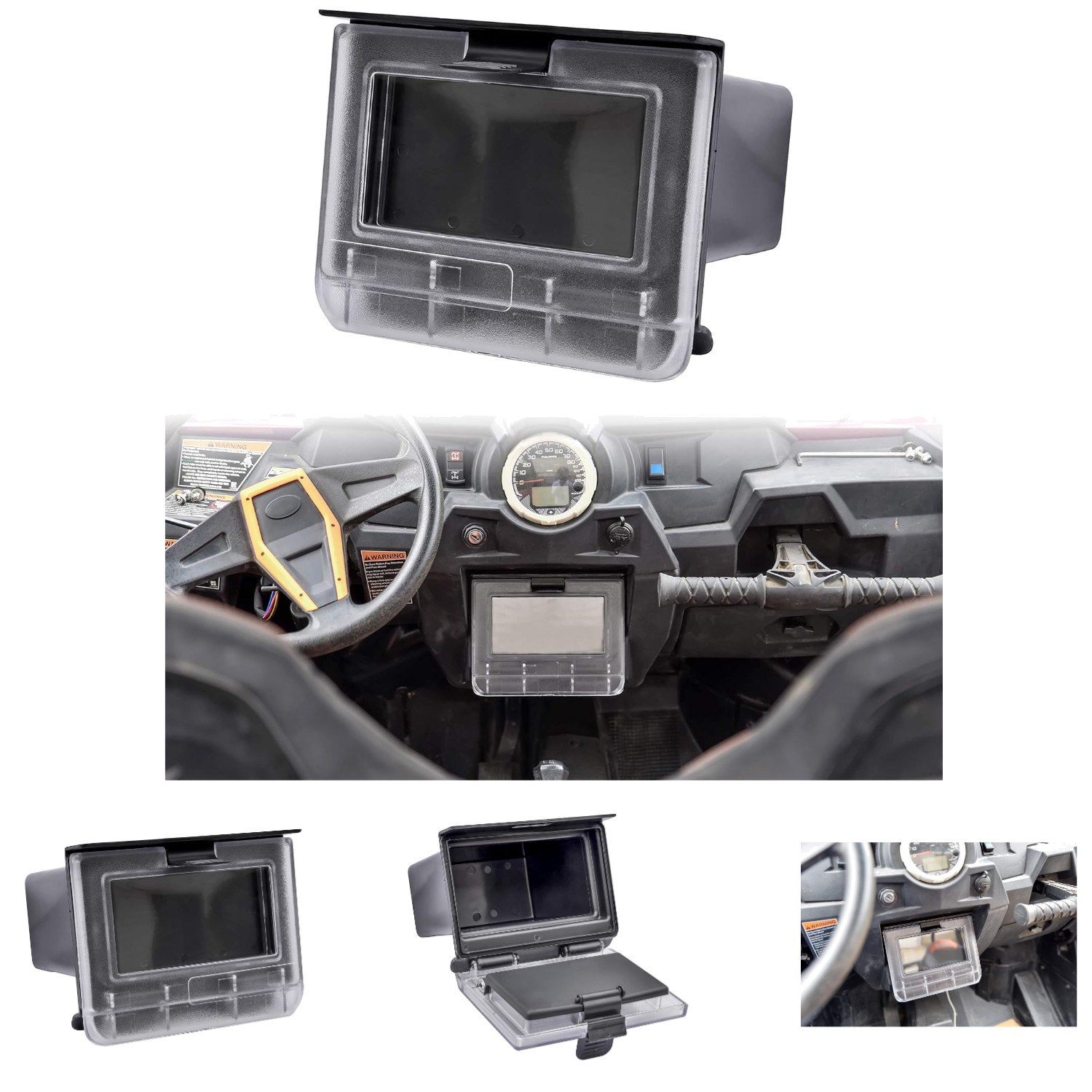 Center Dash Storage Box 2-Pack Black Clear Design For Polaris RZR 1000 S 900