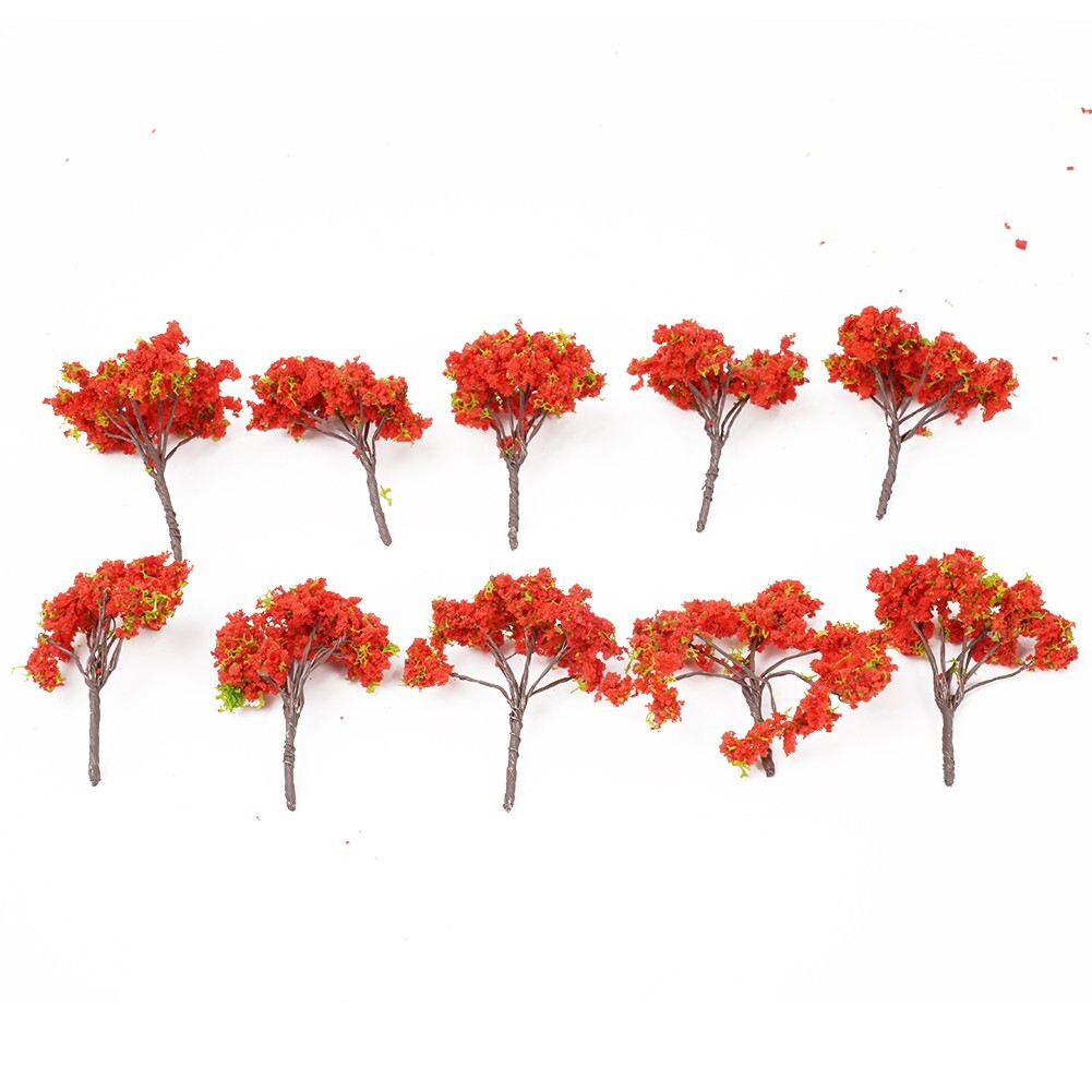 10X Red Flowers Model Trees Model Train Diorama Garden Scenery 4cm Flower Tree