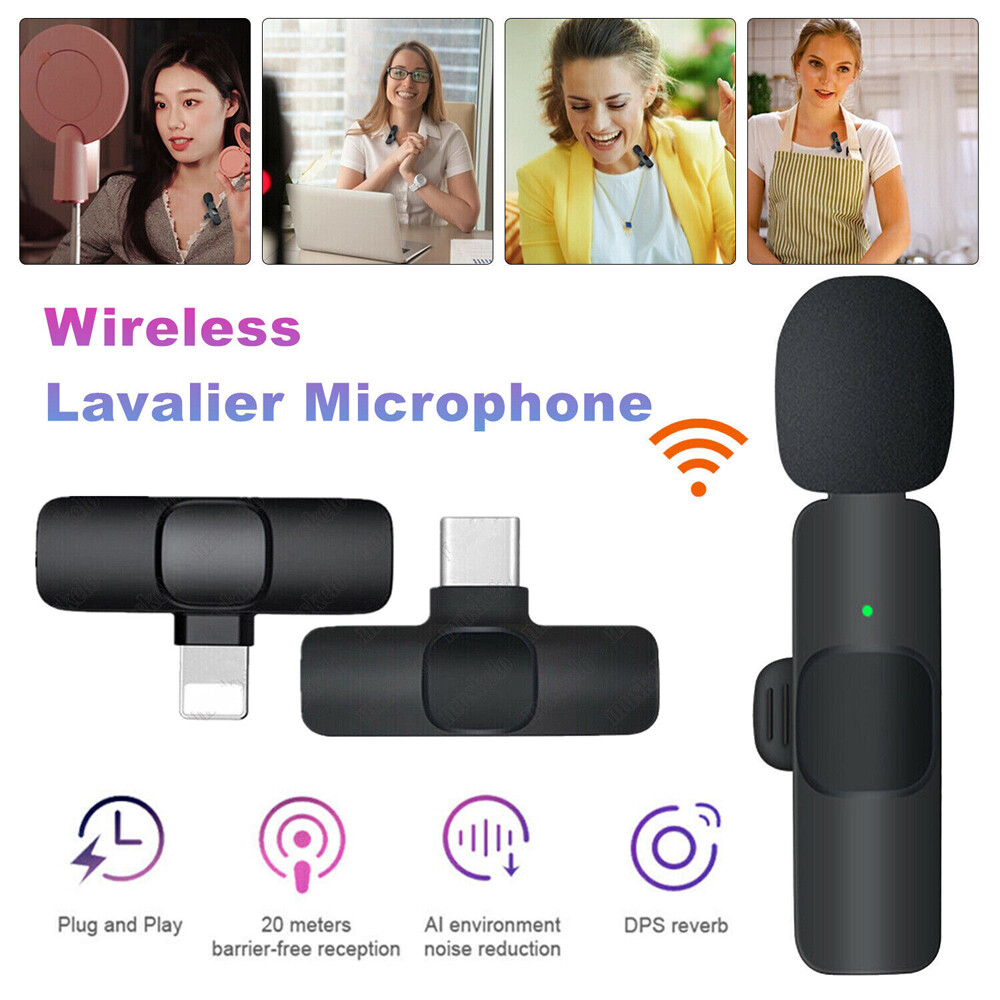 Lavalier Microphone Wireless Audio Video Recording Mini Mic For Android/iPhone