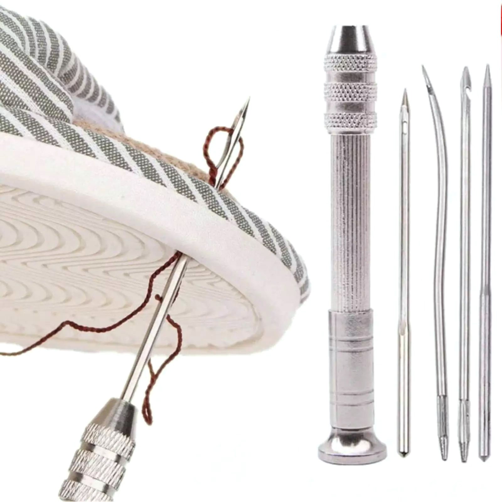 Leather Sewing Awl Set Shoes Repair Punch Stitching Needle Alloy+Copper New