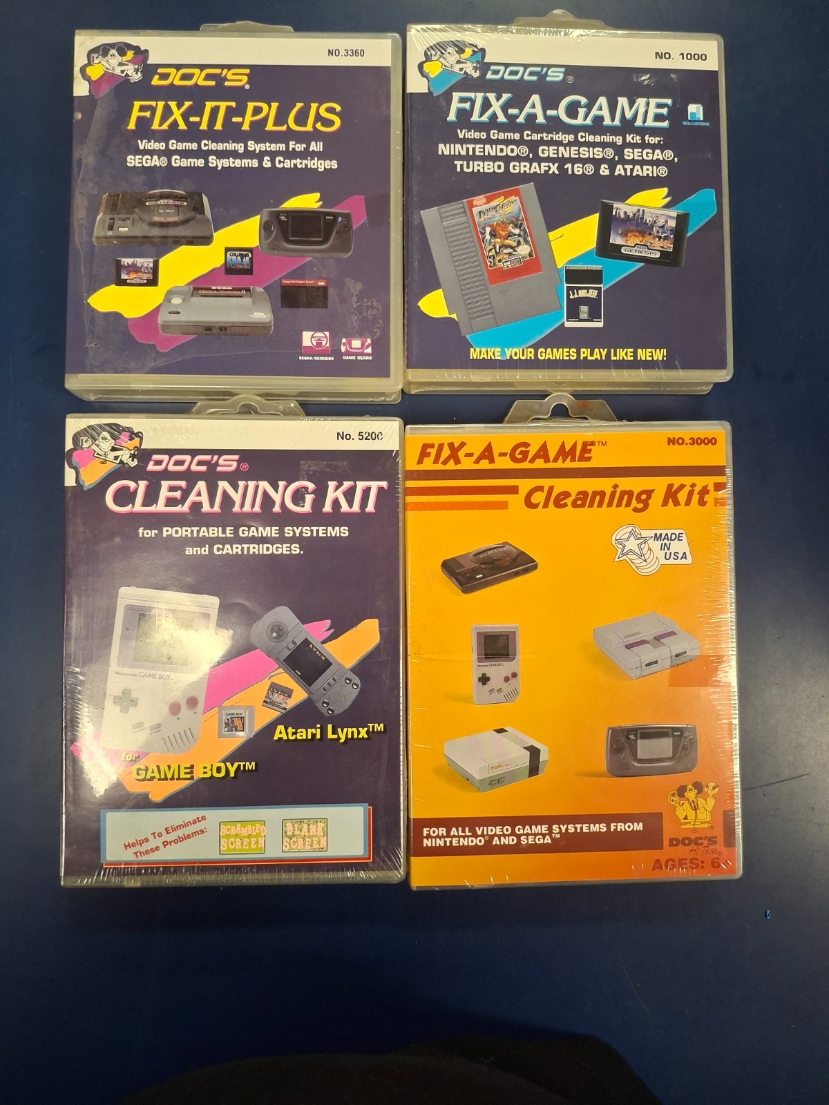 Vintage Doc’s Fix-A-Game Cleaning Kit System Set of 4 Game Repair