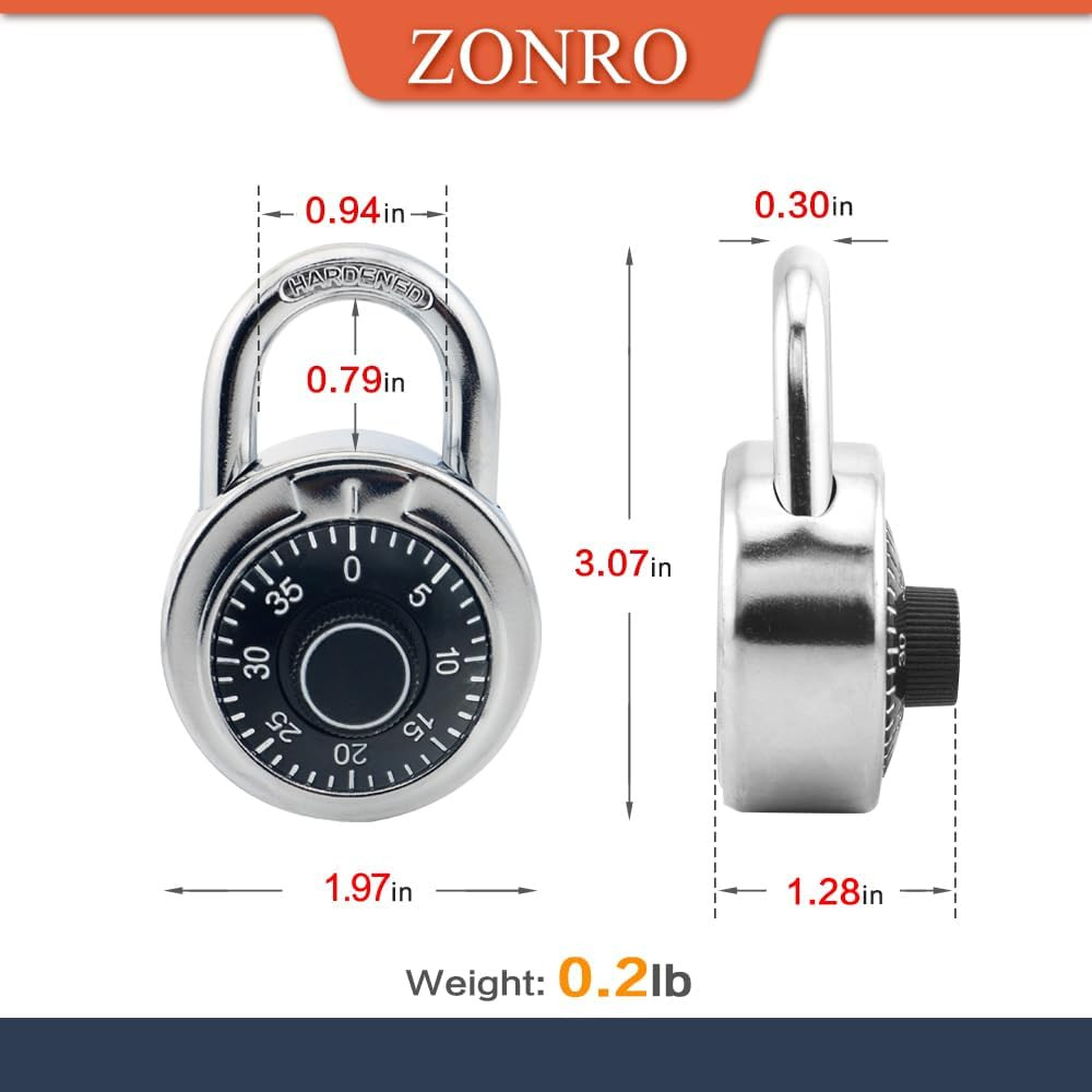 Lock Standard Dial Combination Padlock 1 Pack Wide 2-In Black Dial | Combo Lock