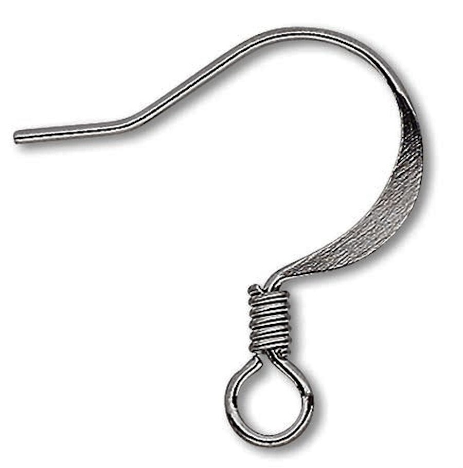 100 Gunmetal Plated Brass 17mm Flat Fishhook 22 Gauge Ear Wires Earrings