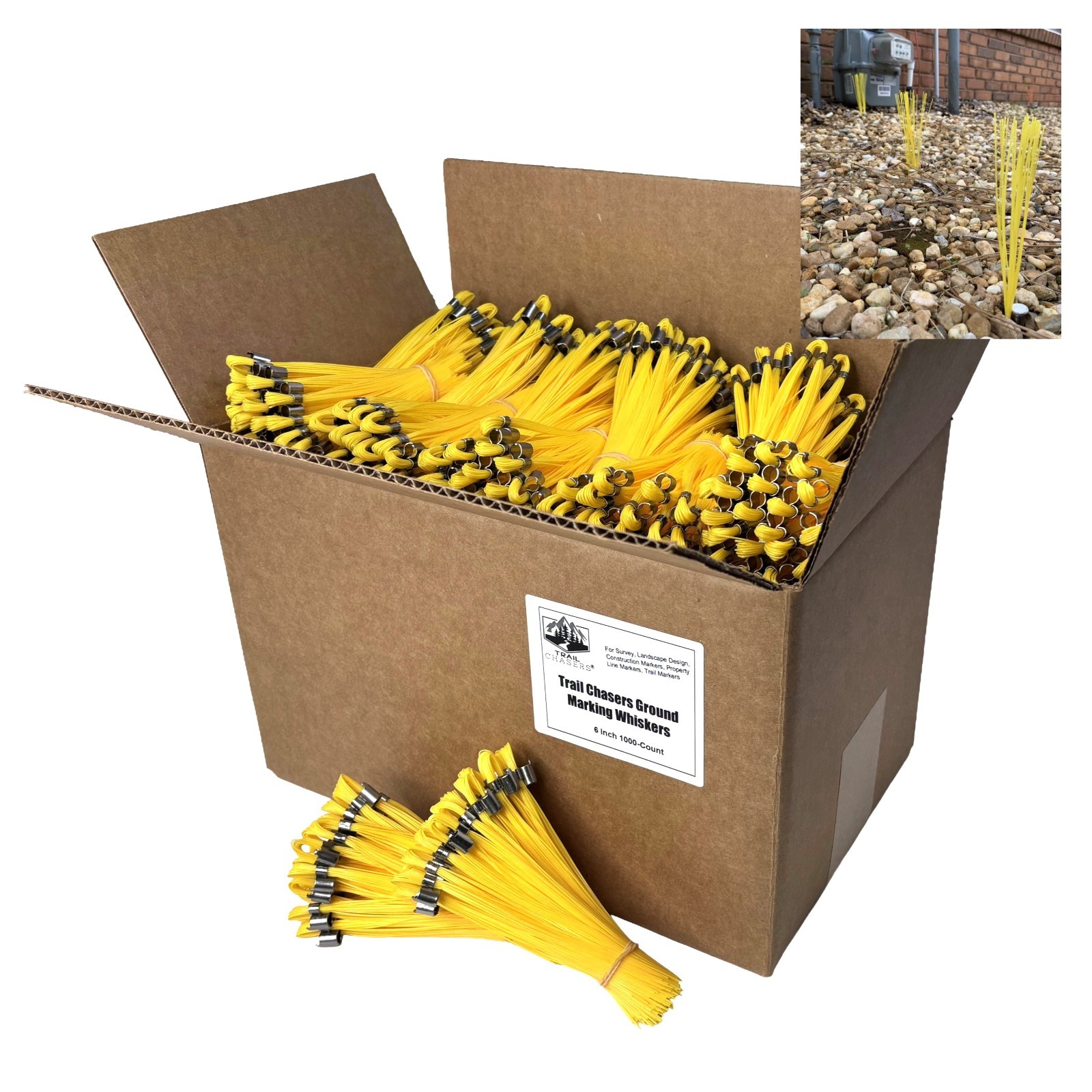 Trail Chasers Yellow 6" Marking Flags 1000 Pack Survey Construction Landscaping