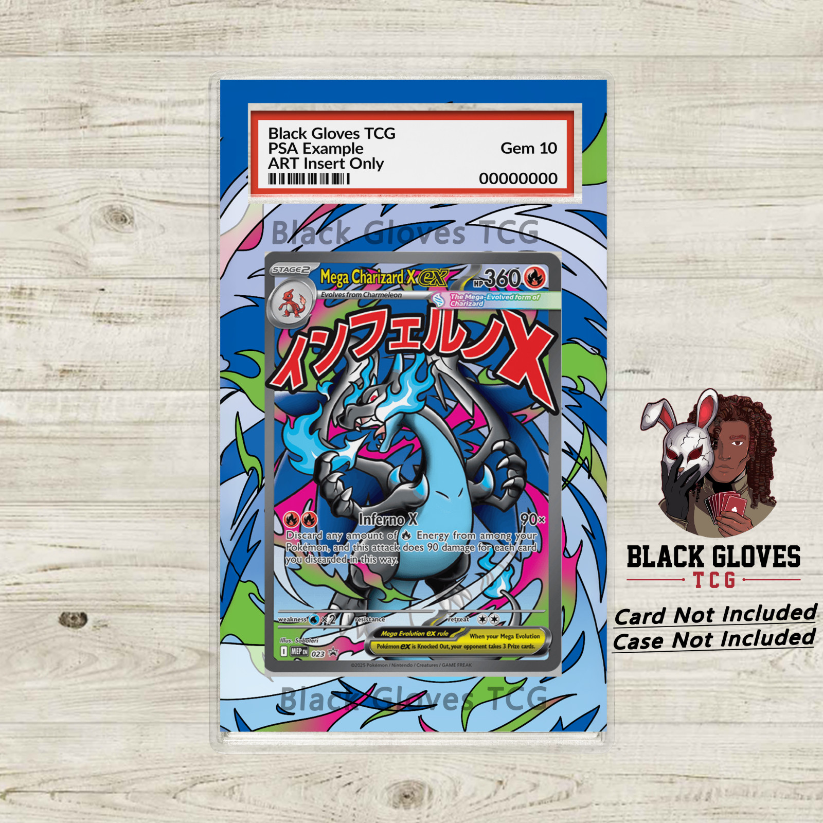 Mega Charizard X EX 023 ex Extended Art Insert for PSA / Graded Guard (No Card)