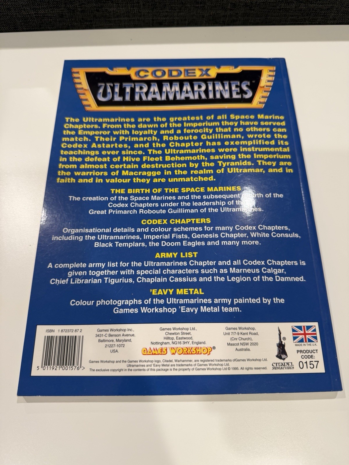 Games Workshop Warhammer 40k Ultramarines Codex 2nd Edition 1994 USED RARE OOP